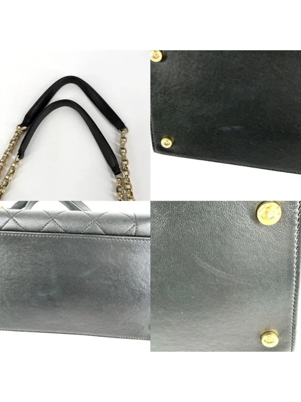 Chanel Handbag Chic with Me Quilted CC Logo Leather Black Gold